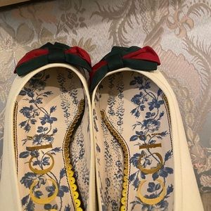Authentic Gucci Women's Leather Web Bow Ballet Flat 7